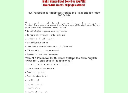 cheap PLR FaceBook for Business 7 Step Plain English "How To" Guide