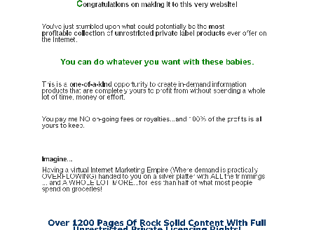 cheap Unrestricted PLR Collection  "You can do whatever you want with these babies.
