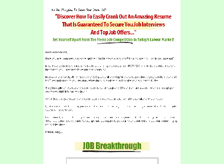 cheap Job Breakthrough Comes with Master Resale Rights!
