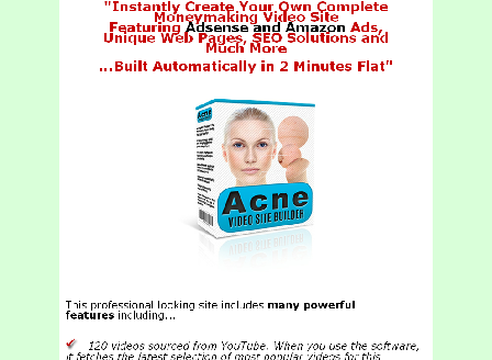cheap Acne Video Site Builder Comes with Master Resale/Giveaway Rights!