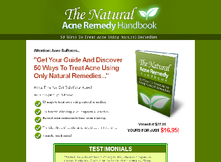 cheap Natural Acne Remedy Handbook