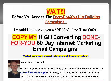 cheap Done-For-You List Building Campaigns OTO1