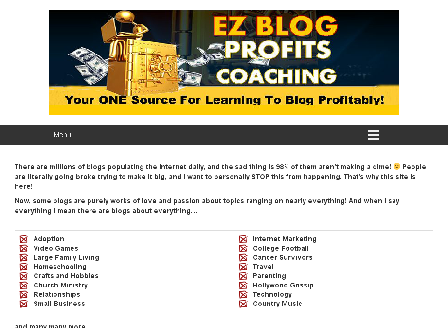 cheap EZ Blog Profits Coaching Program