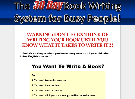 cheap 30 Day Book Writing System For Busy People!