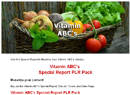 cheap Vitamin ABCs Special Report PLR Pack
