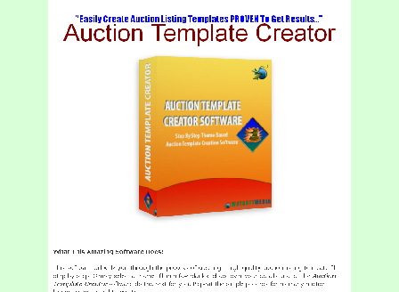 cheap Auction Template Creator Comes with Master Resale Rights