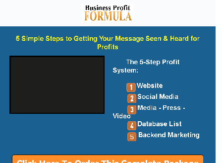 cheap The Business Profit Formula- Five Simple Steps For Getting Your Message Seen and Heard