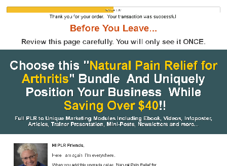 cheap Natural Pain Relief for Arthritis PLR Upgrade