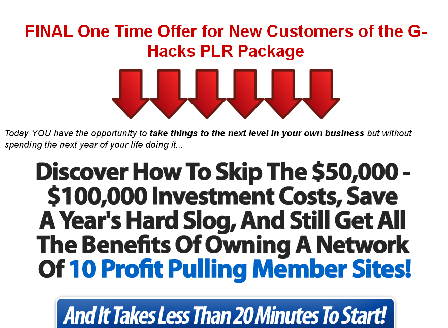 cheap G-Hacks PLR Upgrade - Platinum Membership Site Reseller