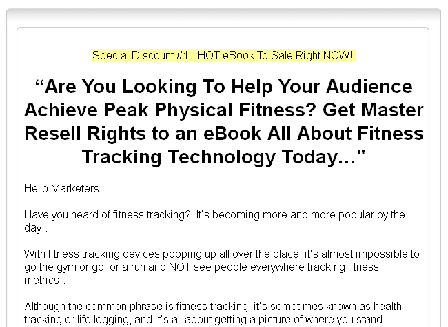 cheap Fitness Tracking eBook - Master Resell Rights