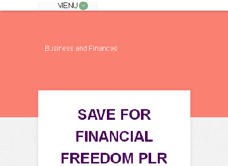 cheap Save for Financial Freedom PLR Report