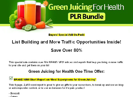 cheap OTO for Green Juicing for Health PLR Bundle