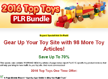 cheap OTO for 2016 Top Toys PLR Bundle