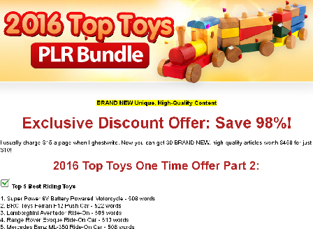 cheap OTO 2 for 2016 Top Toys PLR Bundle