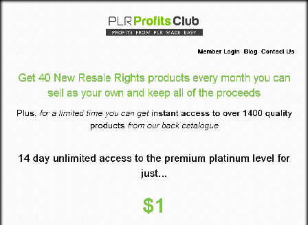 cheap PLR Profits Club $1 14 Day Trial