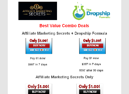 cheap Affiliate Marketing Secrets 1 dollar Trial split payment