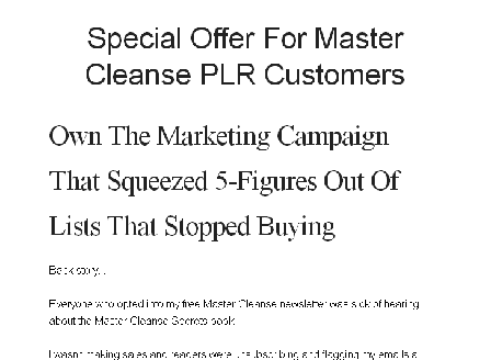 cheap Master Cleanse Secrets Weight Loss PLR Upgrade