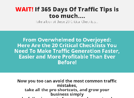 cheap 30 Day Traffic Flows 20 Critical Checklists