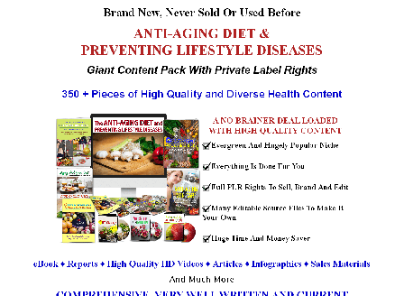 cheap [New/Quality] Anti Aging Diet & Preventing Lifestyle Diseases 350+ Piece PLR Bundle