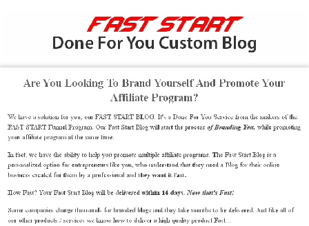 cheap Fast Start Done For You Blog