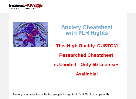 cheap Anxiety Cheatsheet with PLR Rights
