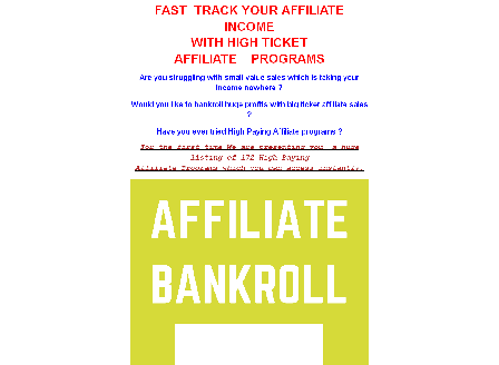 cheap AFFILIATE BANKROLL-Get Instant AccessTo 172 High Paying Affiliate Offers