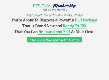 cheap [Mega PLR Ready-To-Go] Residual Membership