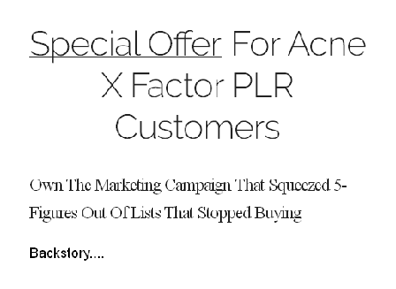 cheap Acne X Factor PLR