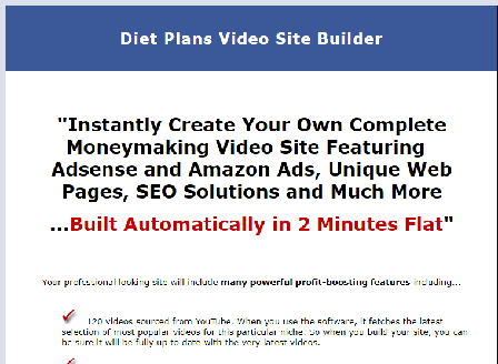 cheap Diet Plans Video Site Builder