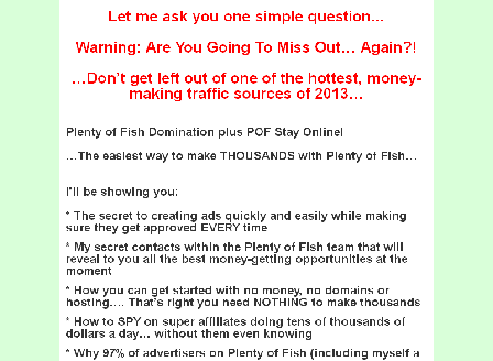 cheap POF - Plenty Of Fish Stay Online plus Bonuses
