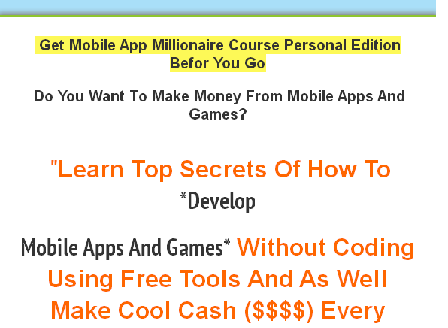 cheap Mobile App Millionaire Course  PUR