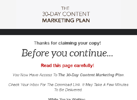cheap 30 Days Content Marketing Plan Video Upgrade