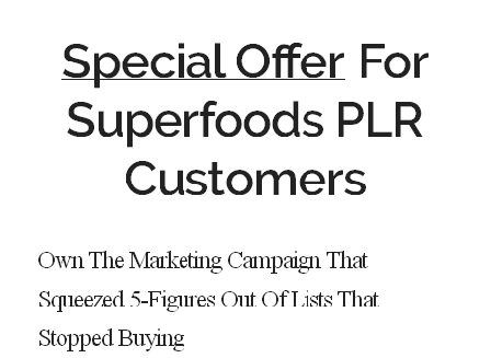 cheap Superfoods PLR 1/2 Off Sale Upgrade
