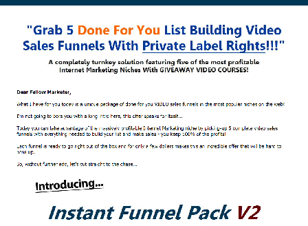 cheap 5DFY Video Listbuilding Funnels PLR