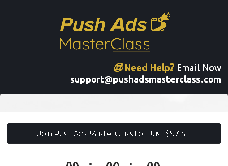 cheap Push Ads Masterclass $1 Risk Free Attendance