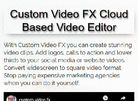 cheap Custom Video FX Cloud Based Video Editor
