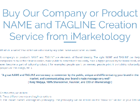 cheap Company or Product Name and Tagline Creation Service from iMarketology