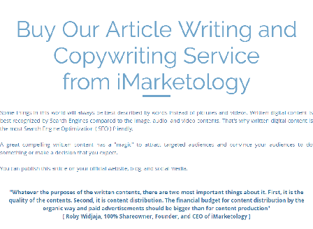 cheap Compelling SEO Friendly Article Writing and Copywriting Service from iMarketology