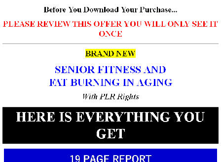 cheap [Quality PLR] Senior Fitness And Burning Fat In Aging