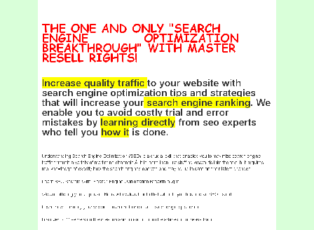 cheap Search Engine Optimization Breakthough with master resell rights