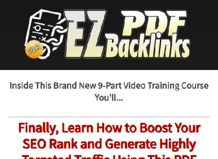 cheap EZ PDF Backlinks - PLR Videos
