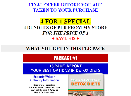 cheap Giant Quality Low Carb, Detox Diets And Health PLR
