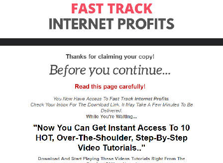 cheap Fast Track Internet Profits Upgrade