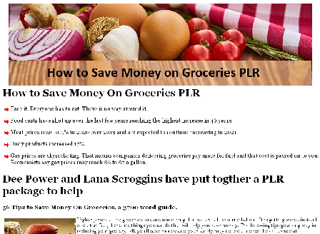 cheap How To Save Money on Grocercies PLR