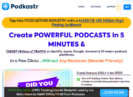 cheap PodKastr Commercial-Create POWERFUL PODCASTS In 5 MIN using World