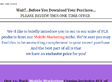 cheap Mobile Marketing OTO PLR Ebooks
