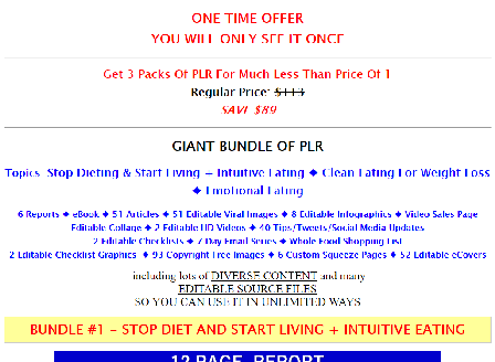 cheap Clean Eating/Healthy Eating/Food Addiction 3 for 1 PLR Pack