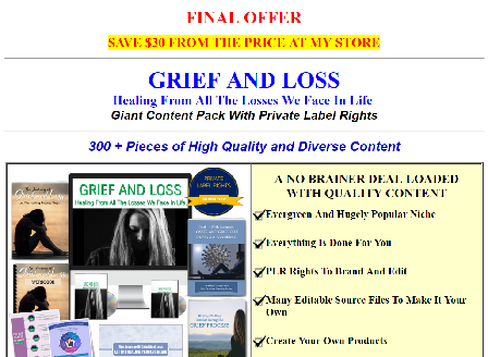 cheap [Quality PLR] Giant Grief And Loss Content Pack
