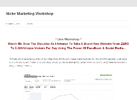 cheap Niche Marketing Workshop - Social Media