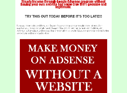 cheap Steady Income from Google Adsense everyday without having a website